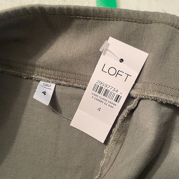 Loft Womens Cropped Green Chino Pants NWT Size 4 Office Girlfriend Straight Leg - Picture 6 of 11